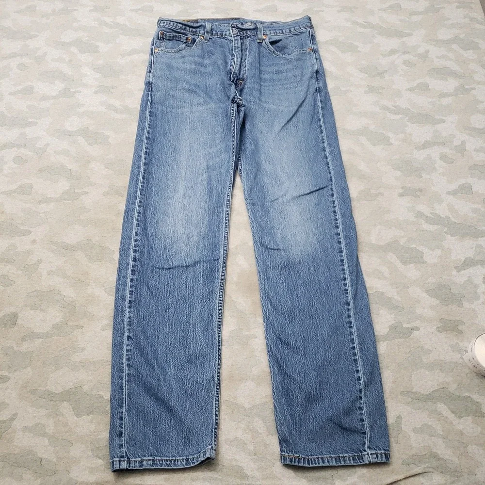 Levi's 505 Jeans Mens 33x34 Blue Workwear Straight Leg Denim Medium Wash